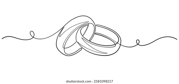 Wedding ring line art style vector illustration