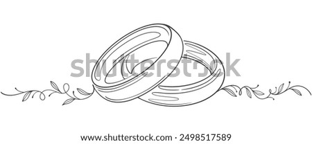 Wedding ring line art style vector illustration