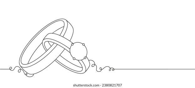 Wedding ring line art vector illustration