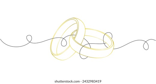 Wedding ring line art vector illustration