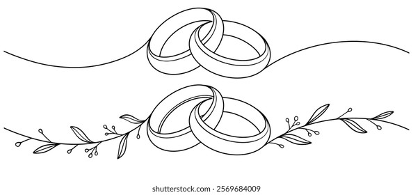 Wedding ring line art vector illustration