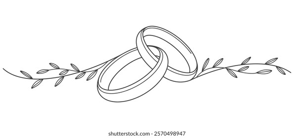 Wedding ring line art vector illustration