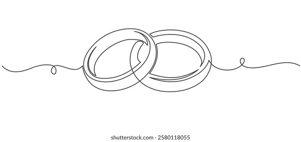 Wedding ring line art vector illustration