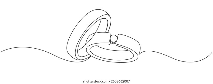 Wedding ring line art vector illustration. Vector eps