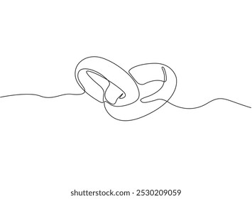 Wedding ring line drawing continuous line art vector illustration