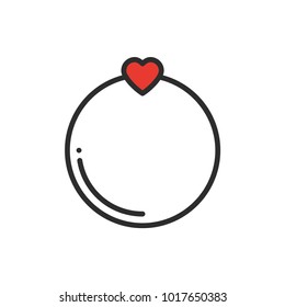 Wedding ring line icon with heart. Love sign and symbol. Love, couple, relationship, dating, wedding, holiday, romantic amour theme. Engagement ring. Heart shape.