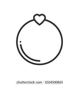 Wedding ring line icon with heart. Love sign and symbol. Love, couple, relationship, dating, wedding, holiday, romantic amour theme. Engagement ring. Heart shape.