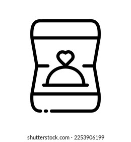 Symbol für die Hochzeitsring-Linie. Ideen, Geschenk, Paket, wichtiges Datum, Geburtstag, Überraschung, Lieferung, Überraschung, Einkaufen, Online-Shop, Party, Einladung. Urlaubskonzept. Vektorsymbol