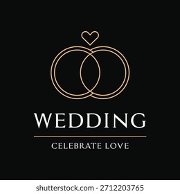 Hochzeitsring Logo Design Konzept Idee mit Herzliebe