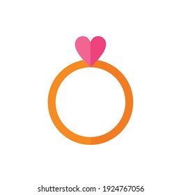 Wedding Ring with Love Flat Icon Logo Illustration Vector Isolated. Happy Mother's Day Icon-Set. Suitable for Web Design, Logo, App, and Upscale Your Business.