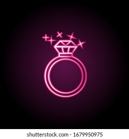 Icono de neón del anillo de bodas. Línea delgada simple, contorno vectorial de iconos de boda para ui y ux, sitio web o aplicación móvil