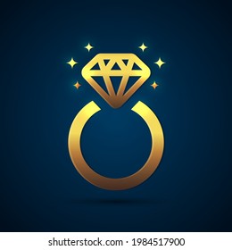Anillo de bodas sobre un fondo azul