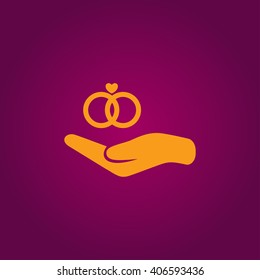 Wedding ring on hand icon