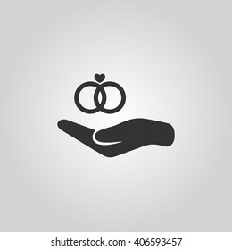 Wedding ring on hand icon