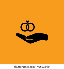 Wedding ring on hand icon