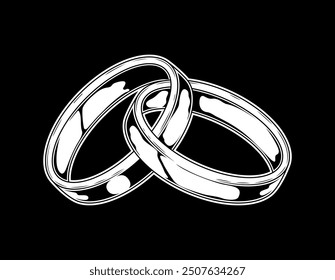 wedding Ring outline illustration. Ring black and white vector drawing. Ring isolated on white background. vector illustration. Rings line art sketch drawing. diamond ring line drawing, pairs, simple