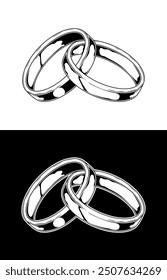 wedding Ring outline illustration. Ring black and white vector drawing. Ring isolated on white background. vector illustration. Rings line art sketch drawing. diamond ring line drawing, pairs, simple