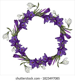 The wedding ring with purple flowers 