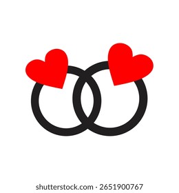Wedding ring with red heart, head or setting, cute couple ring.