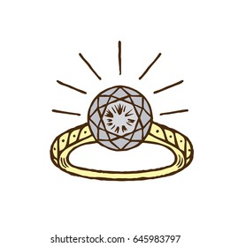 Wedding ring romantic style. Great for cards, invitations design. Vector illustration