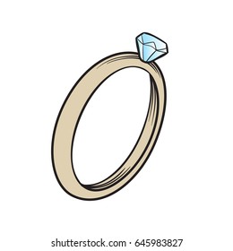 Wedding ring romantic style. Great for cards, invitations design. Vector illustration