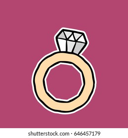 Wedding ring romantic style. Great for cards, invitations design. Vector illustration