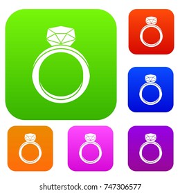 Wedding ring set icon color in flat style isolated on white. Collection sings vector illustration