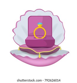 Wedding Ring Sitting in the Middle of an Open Shell