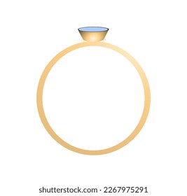 Wedding ring with a stone on a white background