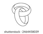 Wedding ring symbol line art drawing. Line art vector illustration pair of a wedding ring, Engagement ring. Wedding ring line art vector illustration on white background. Vector illustration
