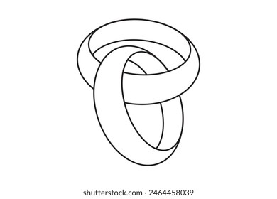 Dibujo de arte de línea de símbolo de anillo de Boda. Ilustración vectorial de arte de línea par de un anillo de bodas, anillo de compromiso. Anillo de Boda de la línea de arte Ilustración vectorial sobre fondo blanco. Ilustración vectorial