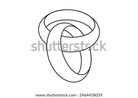 Wedding ring symbol line art drawing. Line art vector illustration pair of a wedding ring, Engagement ring. Wedding ring line art vector illustration on white background. Vector illustration