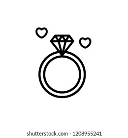 Wedding ring valentines day vector icon