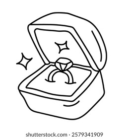 Wedding ring. vector doodle outline illustration