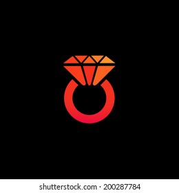  Wedding ring vector icon. Wedding invitation. Diamond