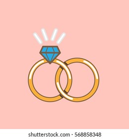 Wedding ring vector icon  isolated 