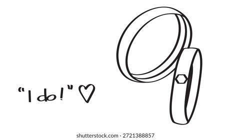 Hochzeitsring Vektorgrafik Doodle Umriss Zeichnungsstil. Romantische und Liebe Thema Event Element.