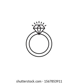 Wedding Ring Vector Line Icon. Outline Illustration. EPS 10