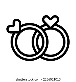 Wedding Ring Vector Line Icon Design