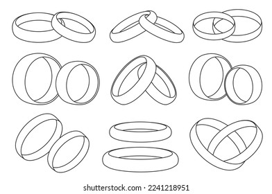 Wedding ring vector outline set icon. Isolated outline set icon jewelry for engagement.Vector illustration wedding ring on white background.