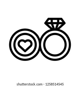 Wedding ring vector, wedding related line design icon 