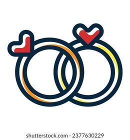 Wedding Ring Vector Thick Line Filled Dark Colors Icons For Personal And Commercial Use.
