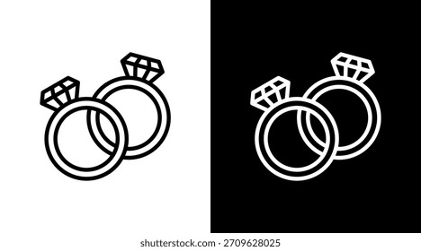 Diseño de conjunto de iconos blancos de anillo de Boda