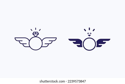 Icono de ilustración de alas de anillo de bodas