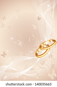 Wedding rings background with copy space 