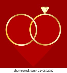 Wedding rings card vector eps 10