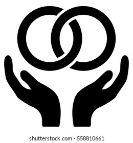 Wedding Rings Care Hands vector icon. Flat black symbol. Pictogram is isolated on a white background. Designed for web and software interfaces.