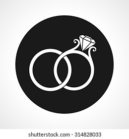 Wedding Rings Circle Icon on a White Background