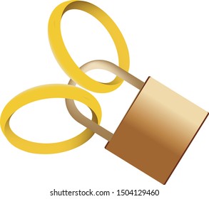 wedding rings closed with a padlock