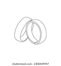 Wedding rings continuous line drawing  Template for love cards   invitations  Black isolated white background  Hand drawn vector illustration  Wedding Line art